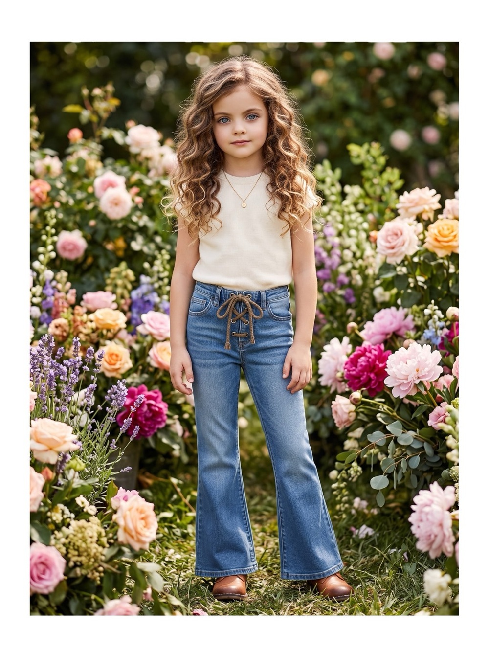 new Y2K Dolce & Gabbana D&G Junior ☻ Tie Front Denim Jeans ☻ Medium Blue ☻ 5 10